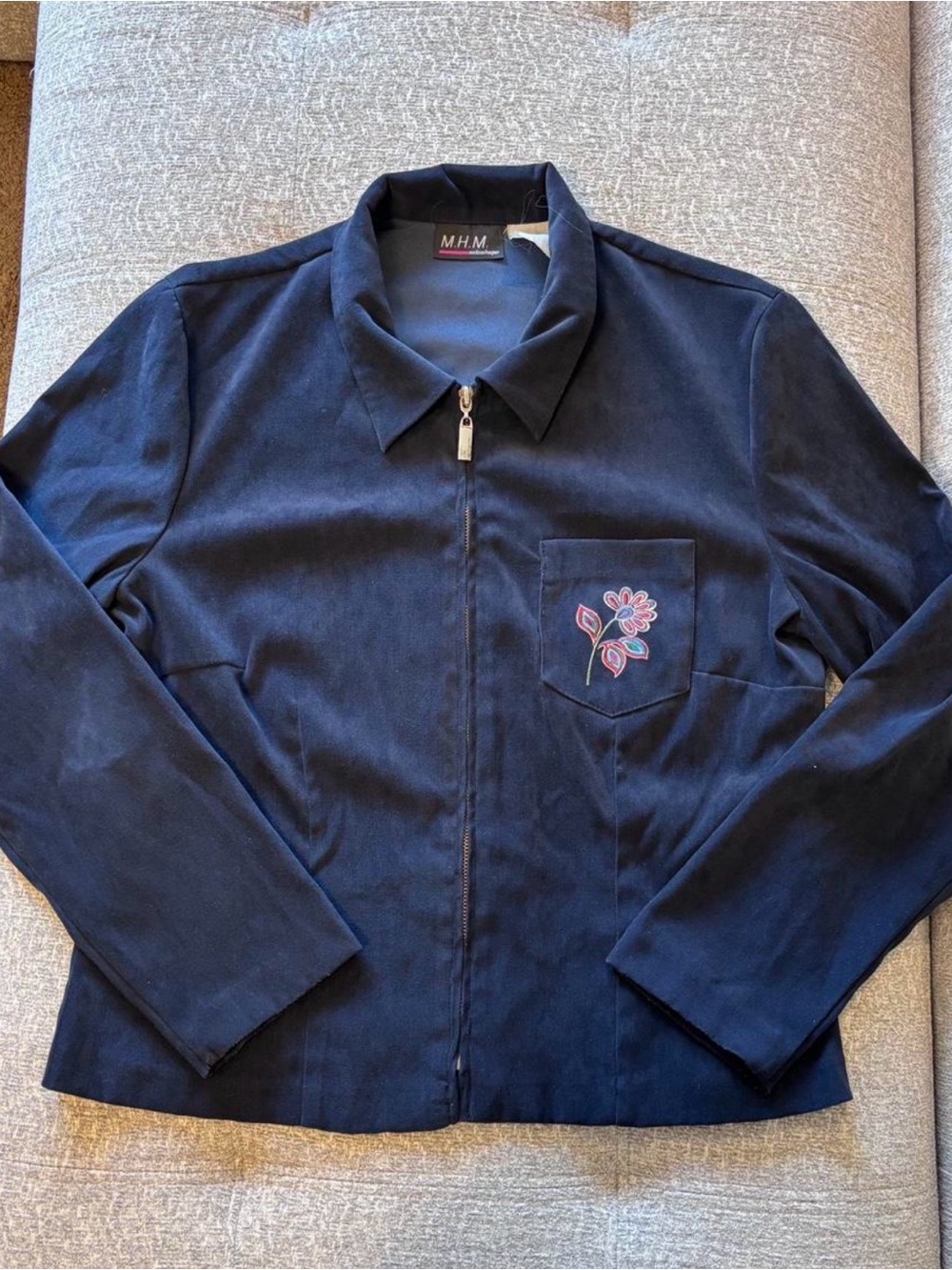 Vintage 90s M.H.M. Melissa Harper Zip-Up Jacket Embroidered